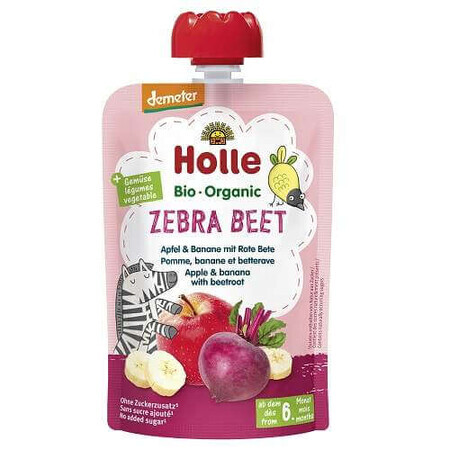 Purea Pouch Bio di banane e barbabietole, +6 mesi, 100 g, Holle Baby Food