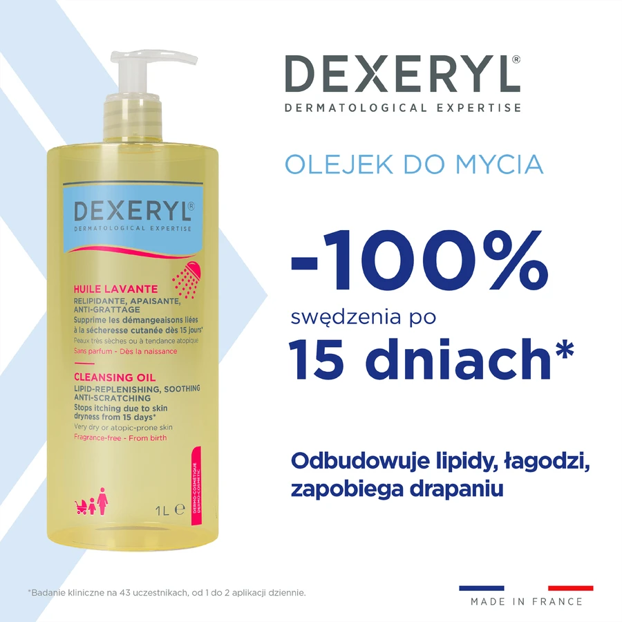 Dexeryl, aceite de lavado calmante anti-arañazos que repone los lípidos, 1000 ml