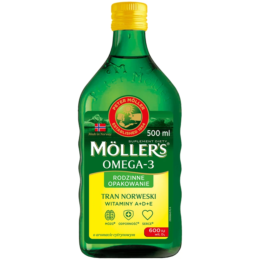 Moller's Tran Norweski, powyżej 3 lat, aromat cytrynowy, 500 ml: ceny i cechy