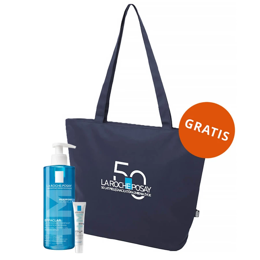 La Roche-Posay Effaclar kit, reinigingsgel voor de vette en gevoelige huid, 400 ml + Effaclar DUO+M, hydraterende crème voor de acnegevoelige huid, 40 ml + gratis zakje