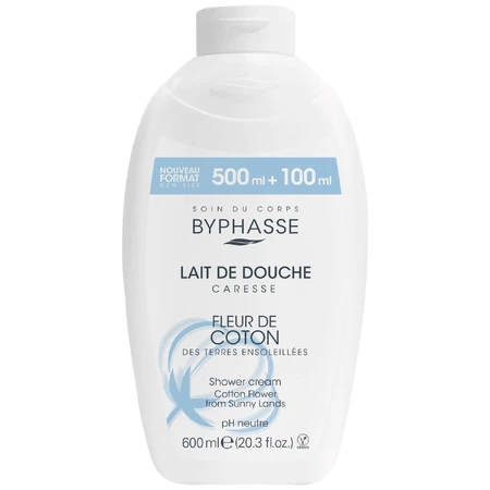 Byphasse Caresse, shower cream, cotton flower, 600 ml