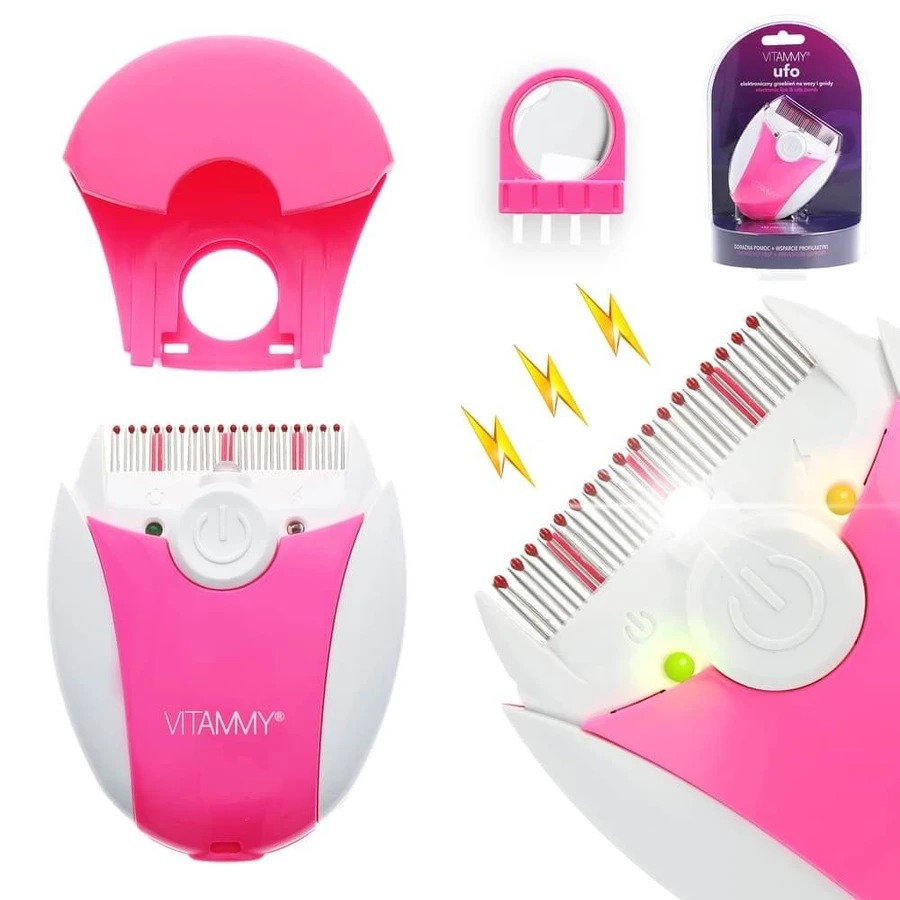Vitammy Ufo, peine electrónico para piojos y liendres, rosa, 1 unidad