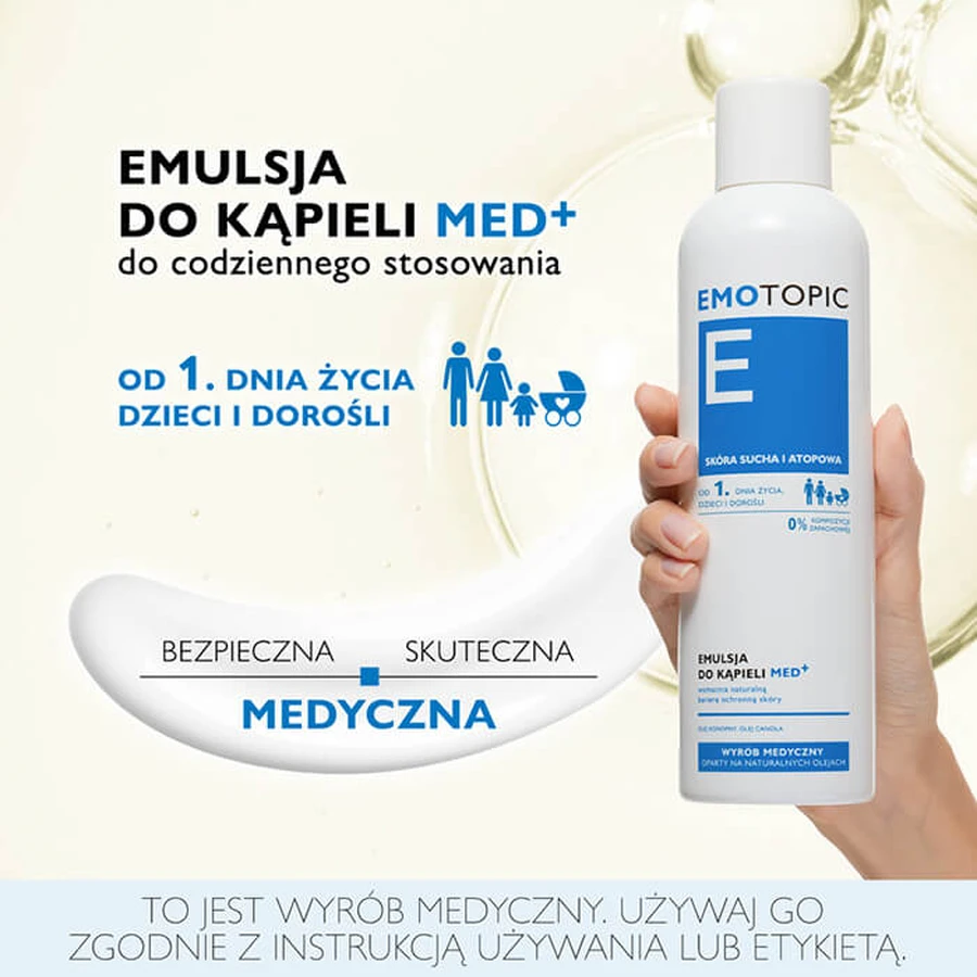 Set Emotopic Med+, emulsión de baño, desde el nacimiento, 400 ml + loción corporal, desde el nacimiento, 400 ml