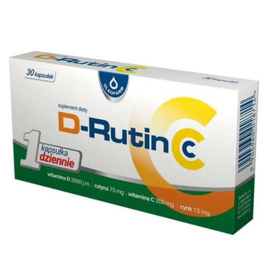 Oleofarm D-Rutin CC, 30 Kapseln. - Nahrungsergänzungsmittel mit Vitamin C und D