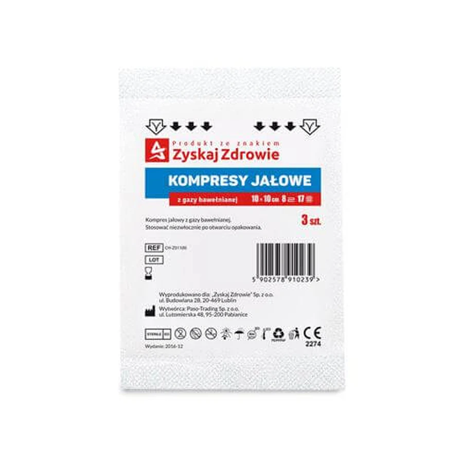 ZYSKAJ ZDROWIE Kompresy gazowe jałowe 10x10cm, 3 szt: ceny i cechy