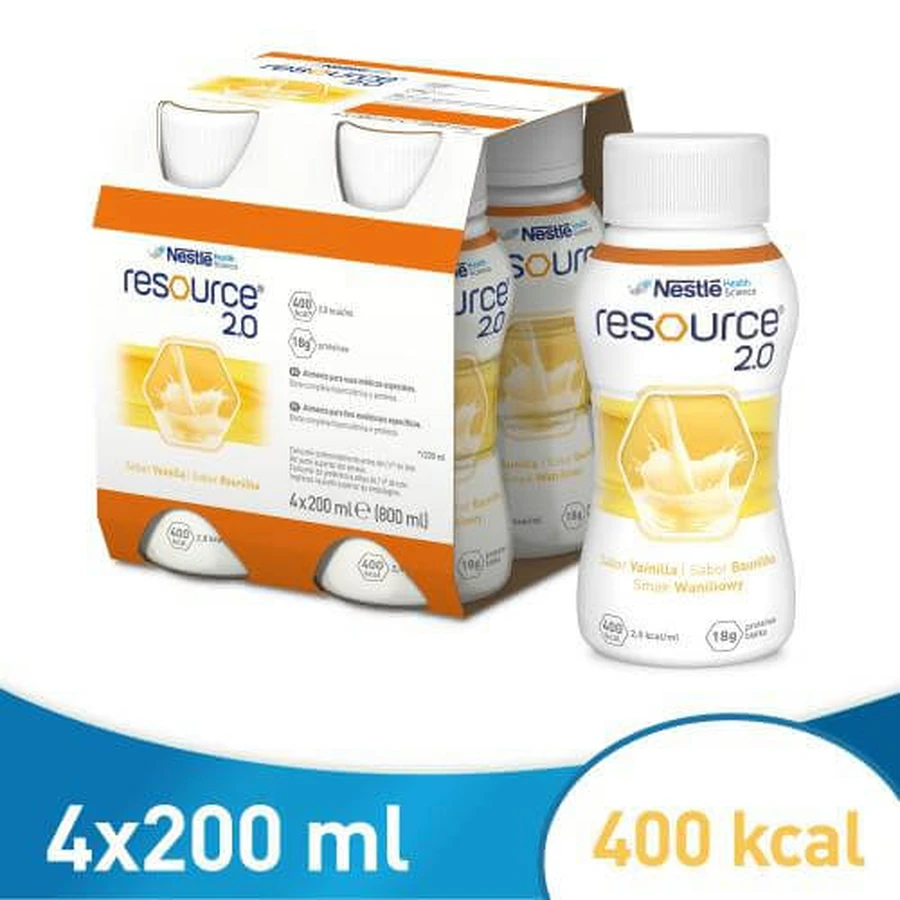 Ressource 2.0 liquide à la vanille, 4x200ml