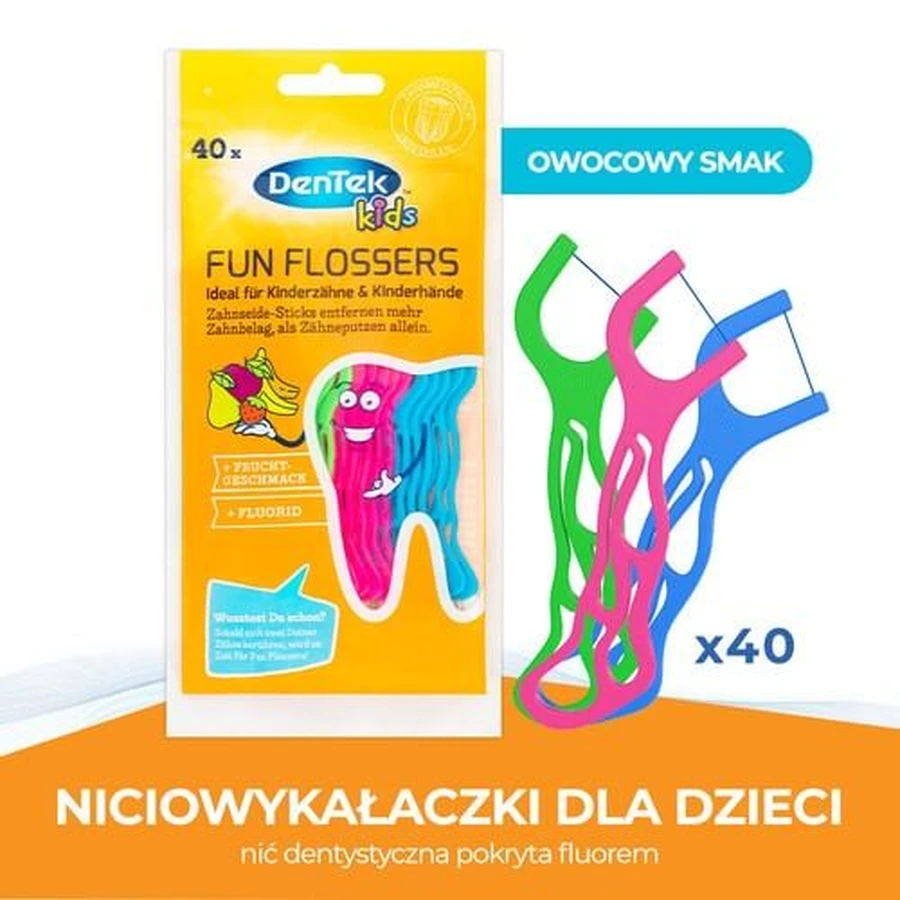 DENTEK Dental Floss for Children Toothbrushes Fyn Flossers, 40pcs