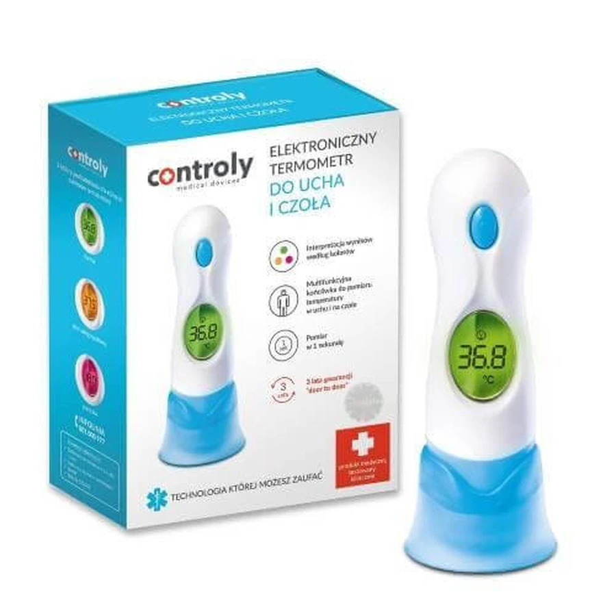 CONTROLY Elektronische oor- en voorhoofdthermometer, 1 stuk