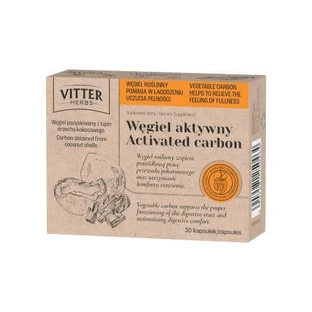 Vitter Kruiden geactiveerde houtskool, 30 capsules