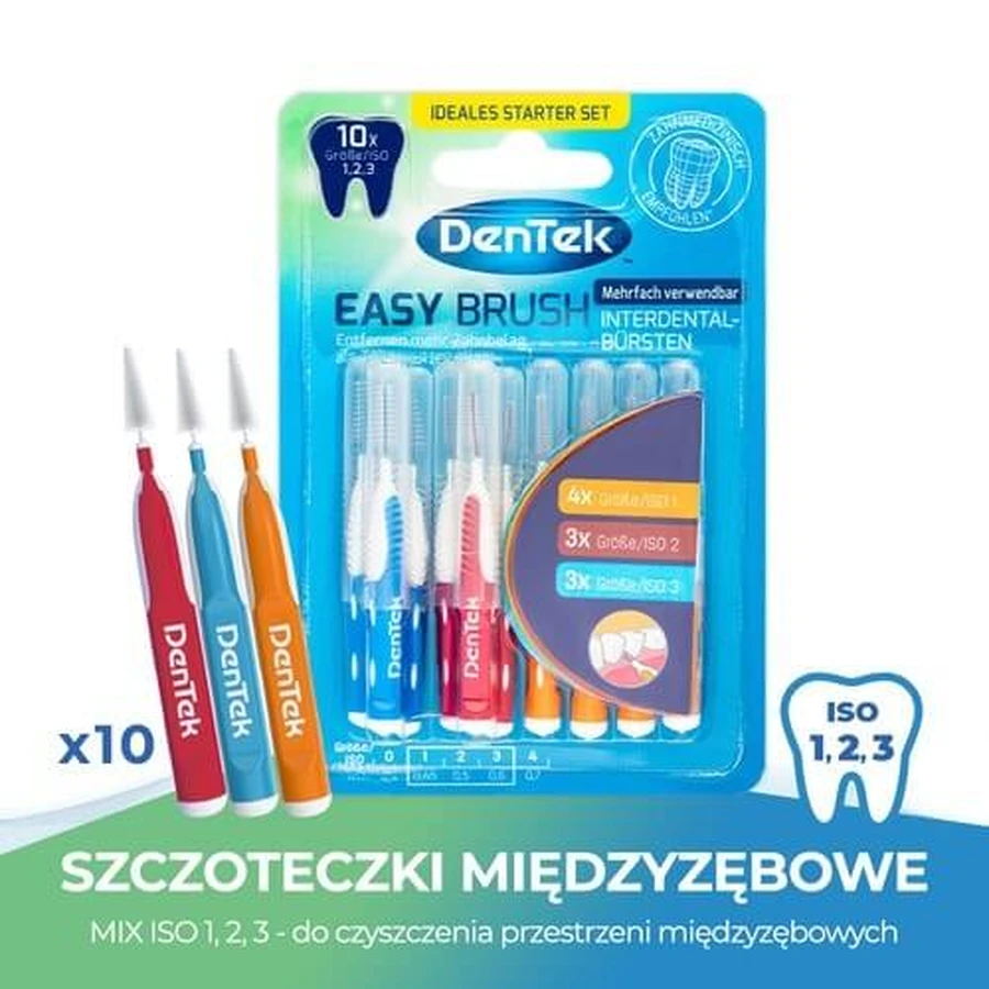 DENTEK Easy Brush interdentale ragers maat 1,2,3, 10st