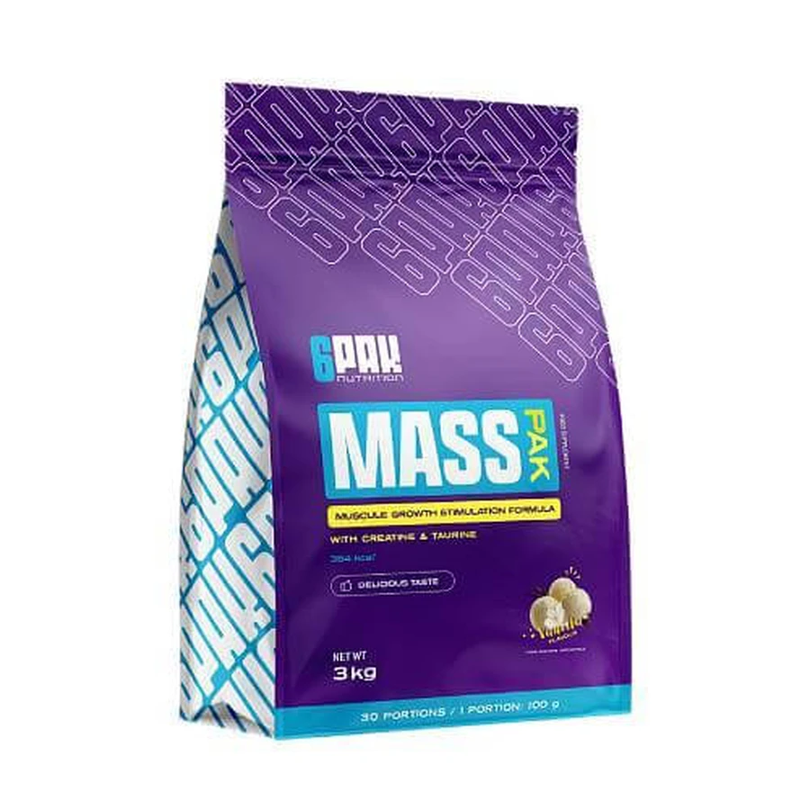 6Pak Nutrition Mass Pak gainer Vainilla, 3 kg