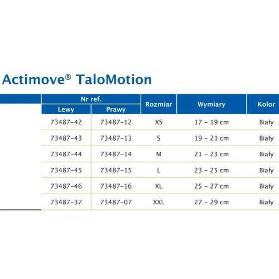 Actimove Professional Line Stabilizator stawu skokowego z kompresją XL lewy biały: ceny i cechy