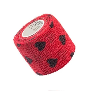 VITAMMY Autoband Elastic Cohesive Bandage 5cm x 450cm Hearts Black