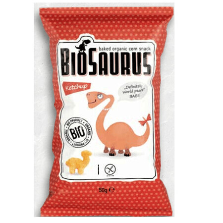 Pufuleti organici din porumb si ketchup fara gluten, 50 g, Little Angel