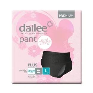 DAILEE Pant Lady Plus Negro PREMIUM L Braga absorbente para personas activas, 15pcs
