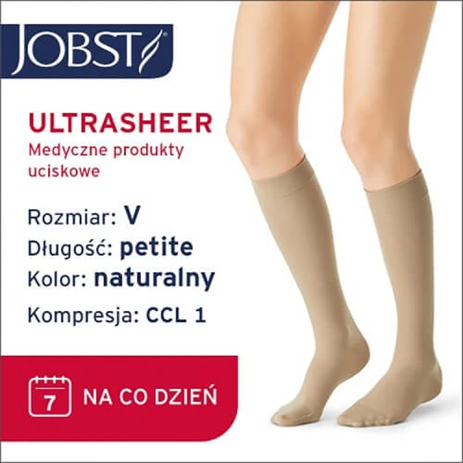JOBST ULTRASHEER Korte compressiekniekous CCL1 natuur, maat 5 ZP