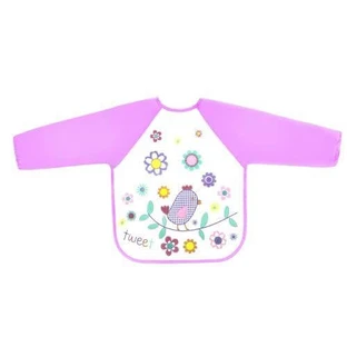 Bocioland Wachstuch-Lätzchen mit Ärmeln Bird 6m + lila