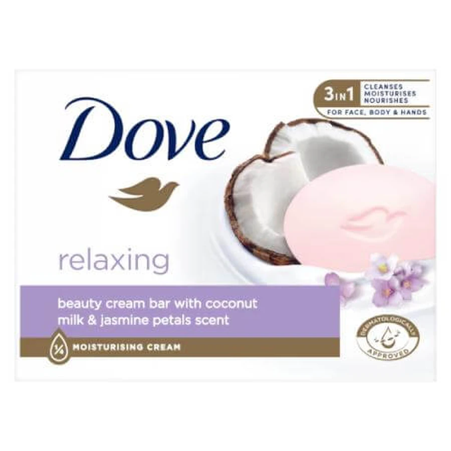 Dove Relaxing Creamy Washing Bar Coconut Milk and Jasmine Petals, 90 g