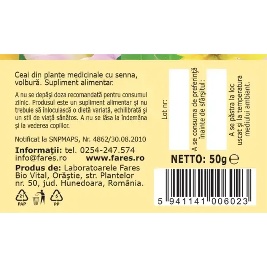 Té para la limpieza del colon, D82, 50 g, Fares