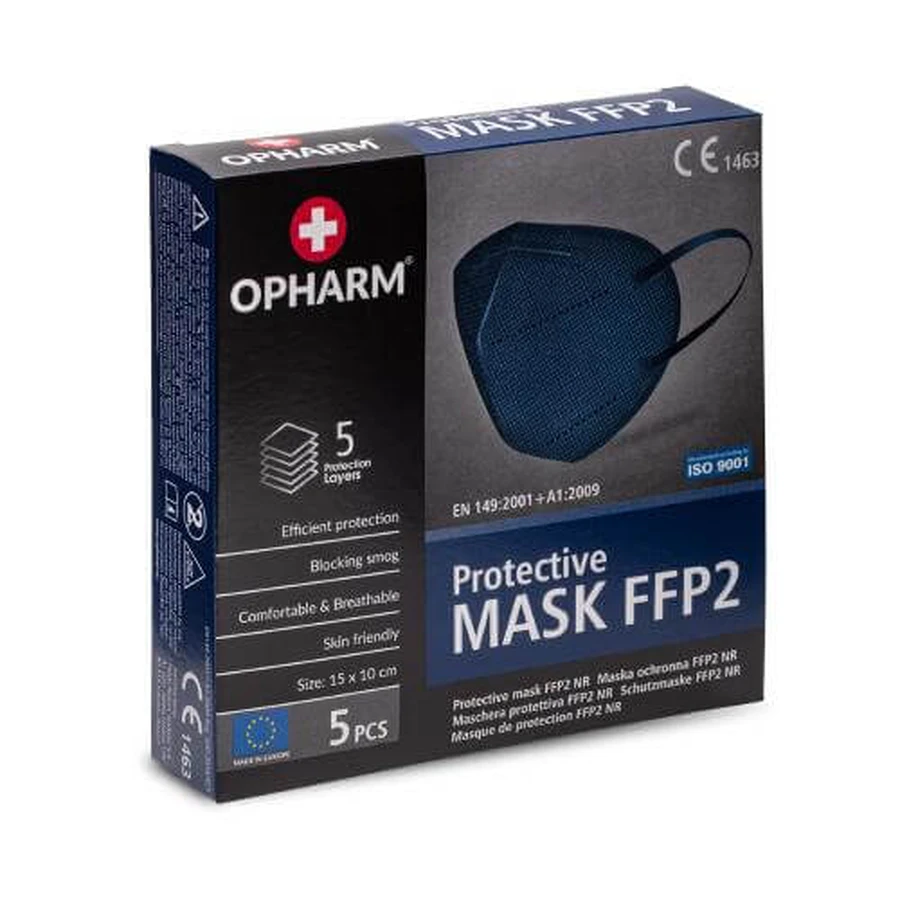 OPHARM Maska Ochronna FFP2 granatowa, 5szt: ceny i cechy