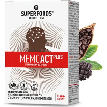 Superfoods MemoAct Plus Gedächtnisergänzung 30 Kapseln