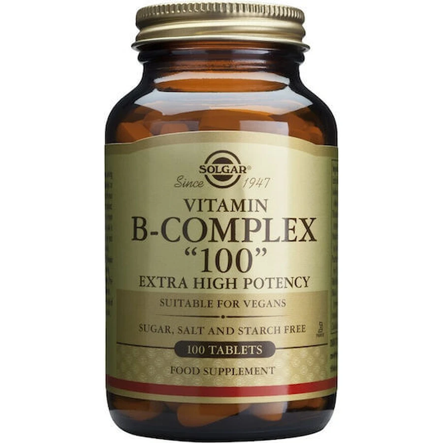 Solgar B-Complex "100" Vitamin for Energy, Immune & Nervous System Strengthening 100 cápsulas vegetales