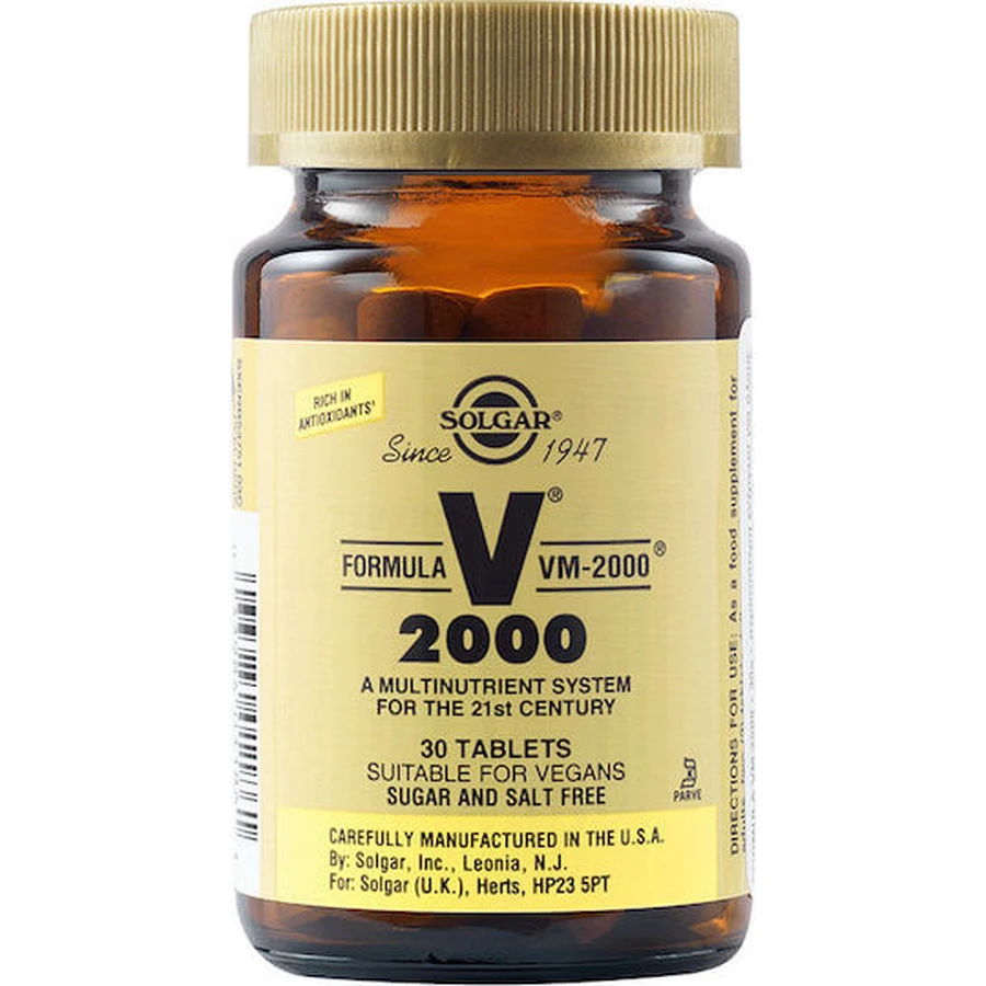Solgar Formula VM-2000 Multivitamine voor energie en versterking van het immuunsysteem 30 x 1 tabletten