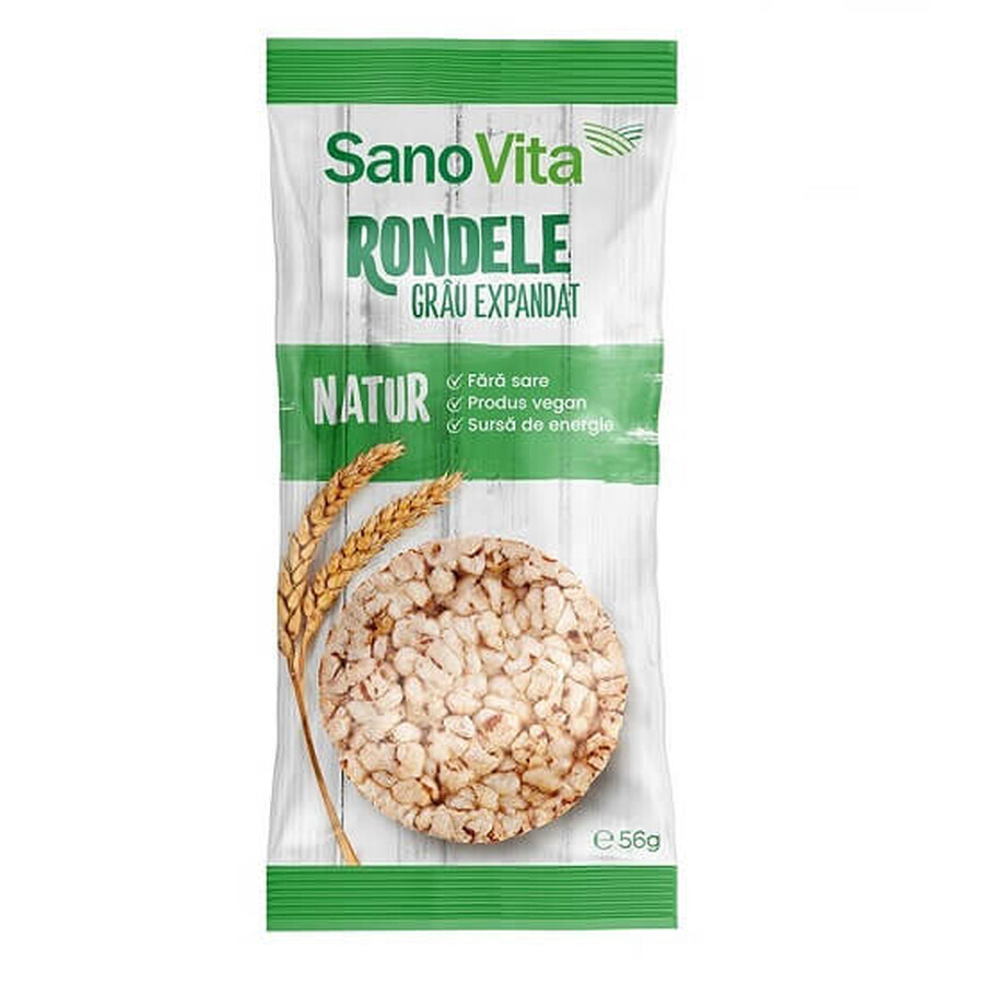 Rondelles de blé expansé Natur, 56 gr, Sanovita