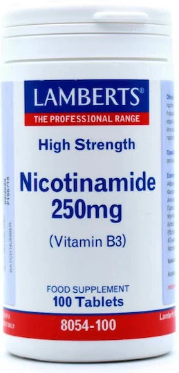 Lamberts Nicotinamide Vitamine voor de gezondheid van het zenuwstelsel 250mg 100 tabletten