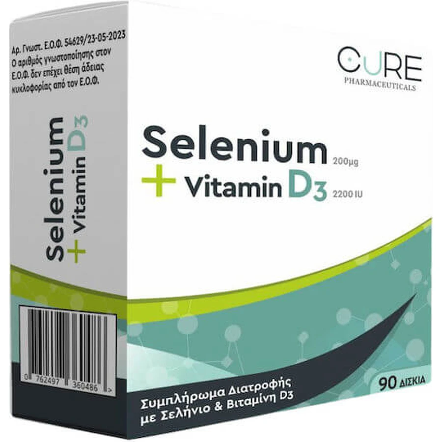 Cure Pharmaceuticals Selenium + Vitamine D3 200mg 2200 IU 90 tabletten
