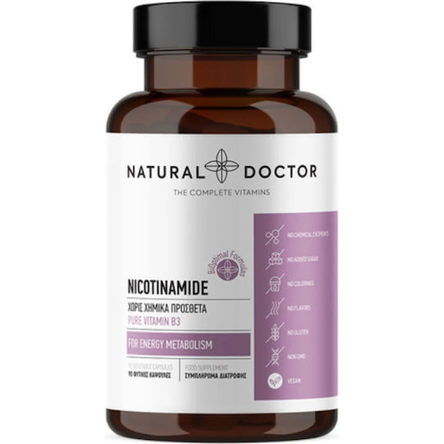 Natural Doctor Nicotinamide Vitamine voor de gezondheid van het zenuwstelsel 500mg 90 plantaardige capsules