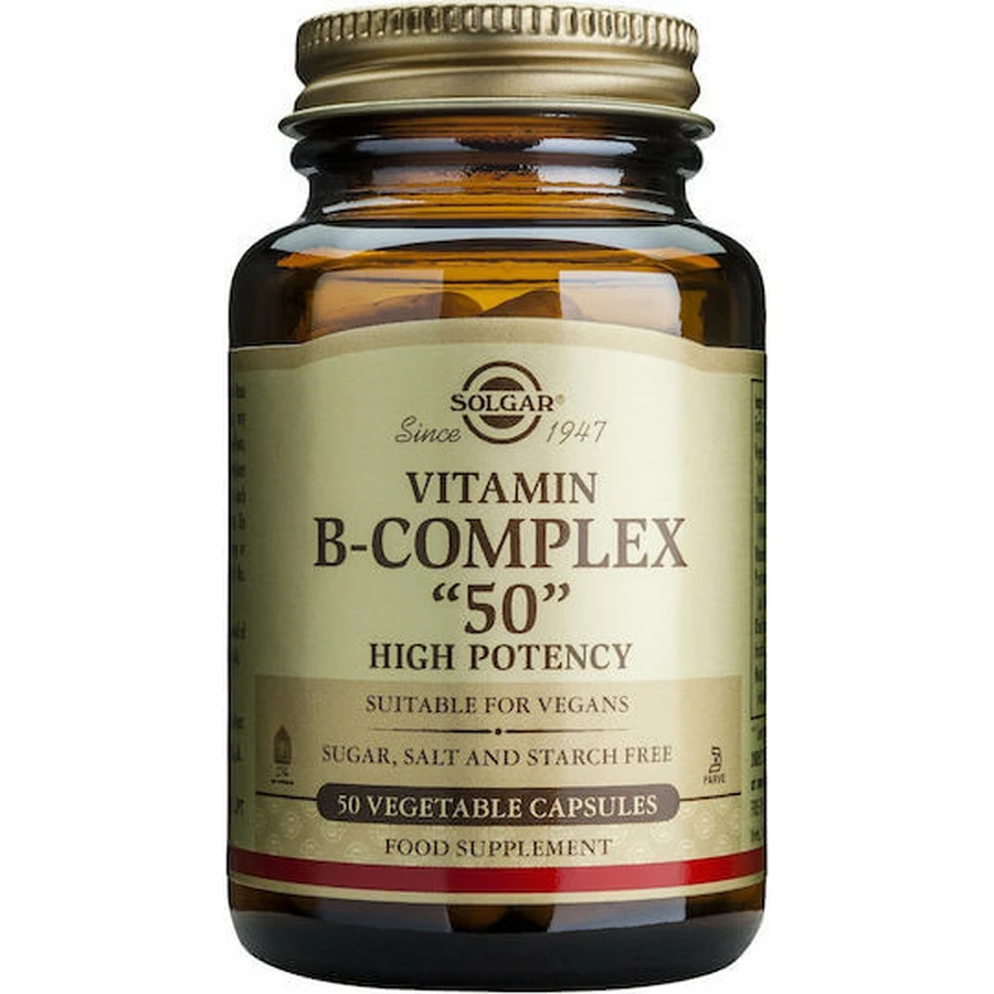 Solgar B-Complex "50" Vitamin for Energy, Immune & Nervous System Strengthening 50mg 50 veget 50 capsules