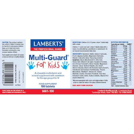 Lamberts Multi-Guard für Kinder Multivitamin für Energie & Stärkung des Immunsystems 30 Tabletten