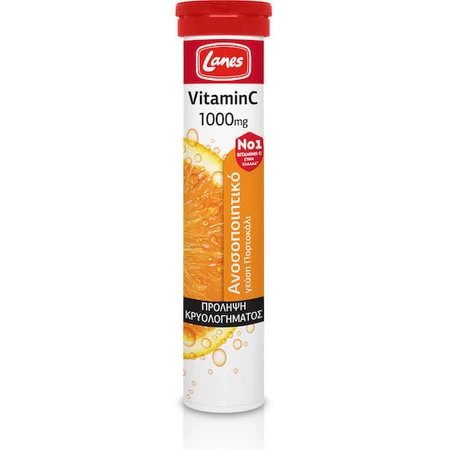 Lanes Vitamin C Eff Vitamina pentru Întărirea Sistemului Imunitar, Pielea & Acțiune Antioxidantă 1000mg Portocaliu 20 file de ef