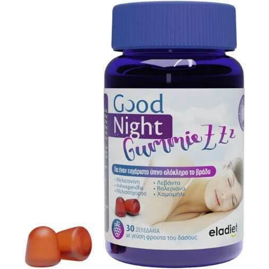 Eladiet Good Night Melatonin Schlaf Ergänzung 30 Gelee-Bonbons