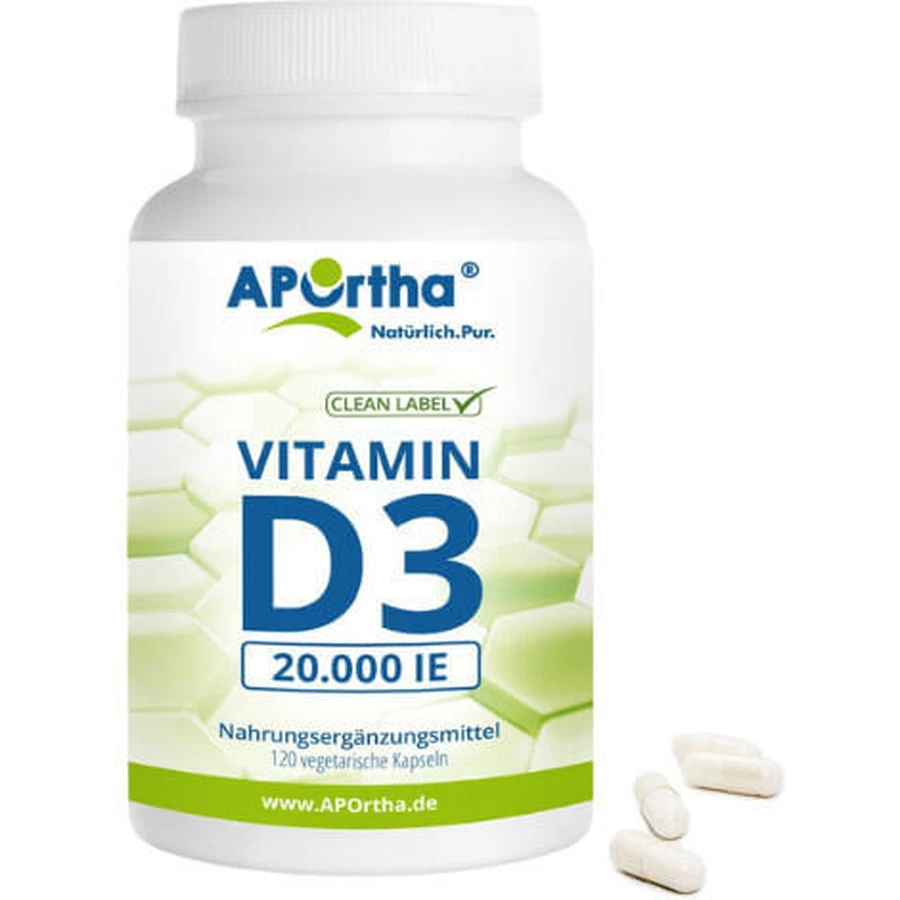Aportha Vitamin D3 Vitamin zur Stärkung des Immunsystems und der Gesundheit der Eier 20000iu 120 Kapseln