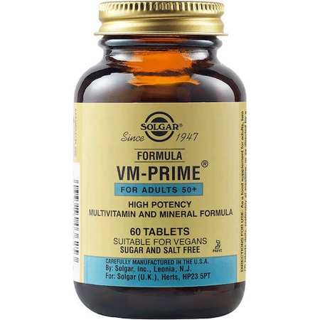 Solgar Formula Vm-Prime Multivitamin für Energie, Stärkung des Immunsystems & Haar Geeignet für Erwachsene 50+ 60 Tabletten