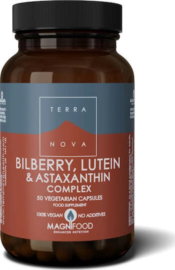 TerraNova Bosbes, Luteïne & Astaxanthine Complex Voedingssupplement Speciaal 50 plantaardige capsules