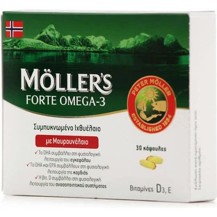 Moller's Forte Omega-3 Aceite de pescado e hígado de bacalao 30 cáps. sin sabor