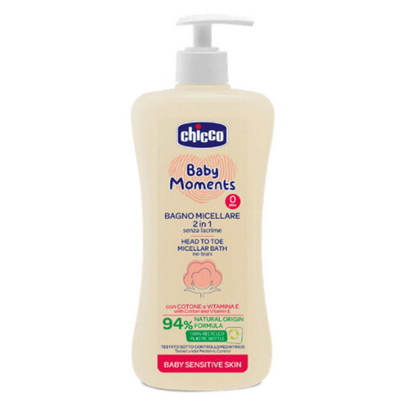 Baby Moments Sensitive dermatologische shampoo en douchegel, 500 ml, +0 maanden, Chicco