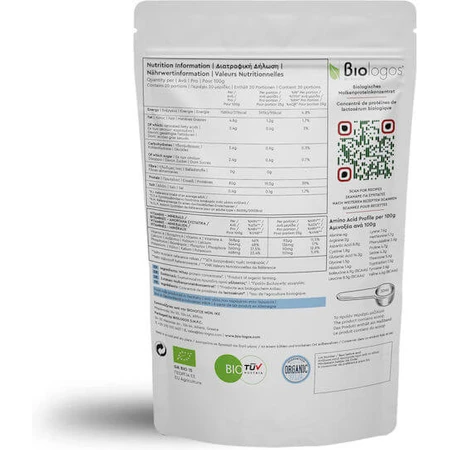 Viologos Bio-Molkenprotein 80% Bio-Molkenprotein Glutenfrei 500gr