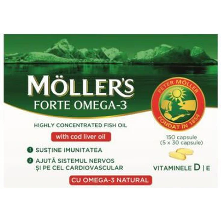 Moller's Forte Omega-3 Ulei de ficat de cod 150 capace Unflavoured