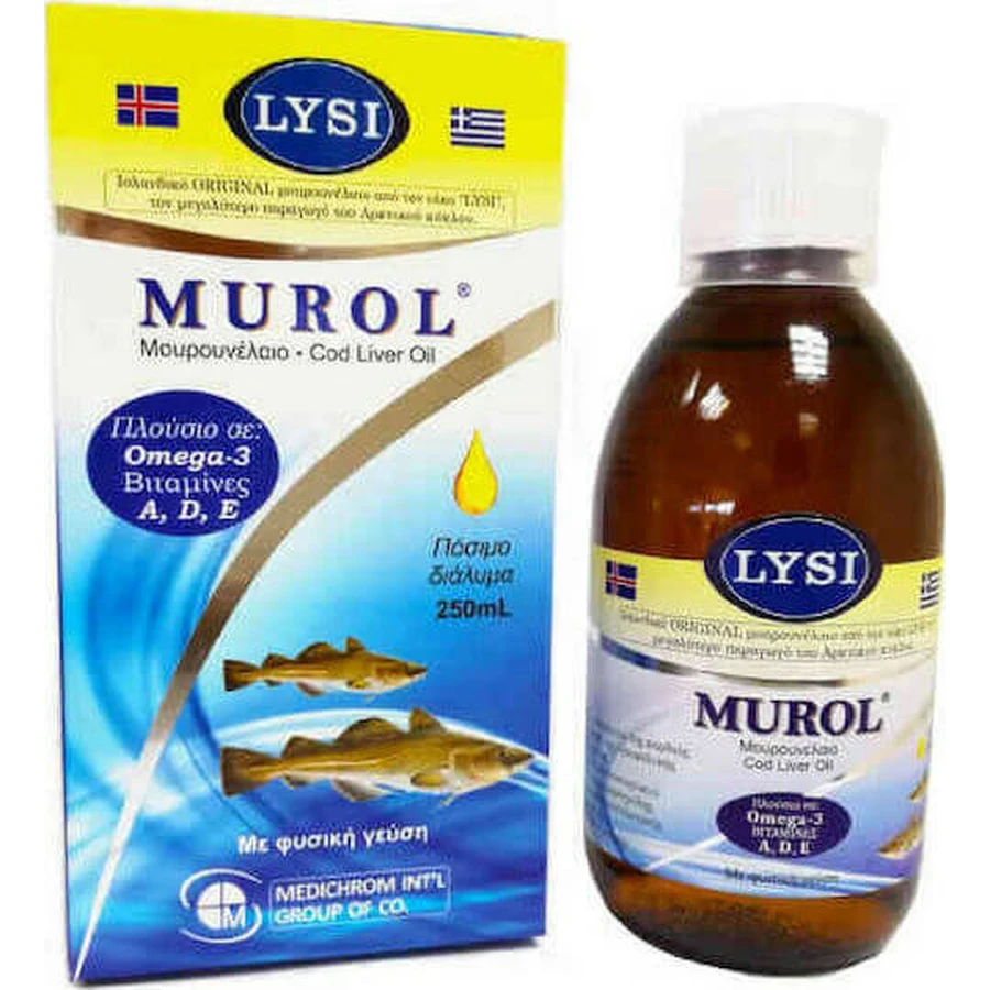 Medichrom Murol ulei de ficat de cod Ulei de ficat de cod Potrivit pentru copii 250ml Natural - Natural