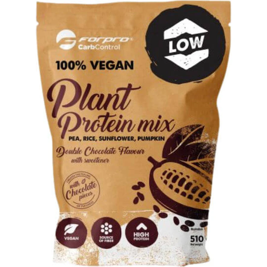 Forpro 100% Vegan Plant Protein Mix Fara lactoza cu Aromă Ciocolată dublă 30gr