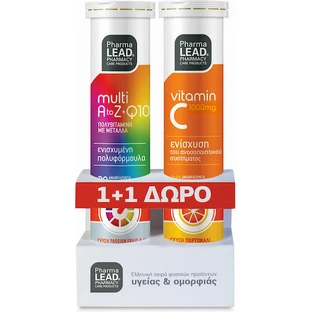 Pharmalead Multi+ A-Z & Q10 Multivitamin 20 Tabletten eff. und Vitamin C 1000mg 20 Tabletten eff. für Energy Multiflavours