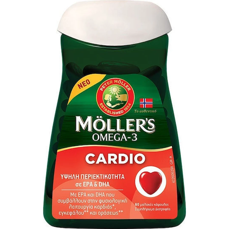 Moller's Omega-3 Cardio Ulei de ficat de cod și ulei de pește 60 softgels Unflavoured