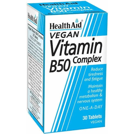 Health Aid B50 Vitamin Complex for Energy, Immune & Nervous System Support 30 x 1 tablets