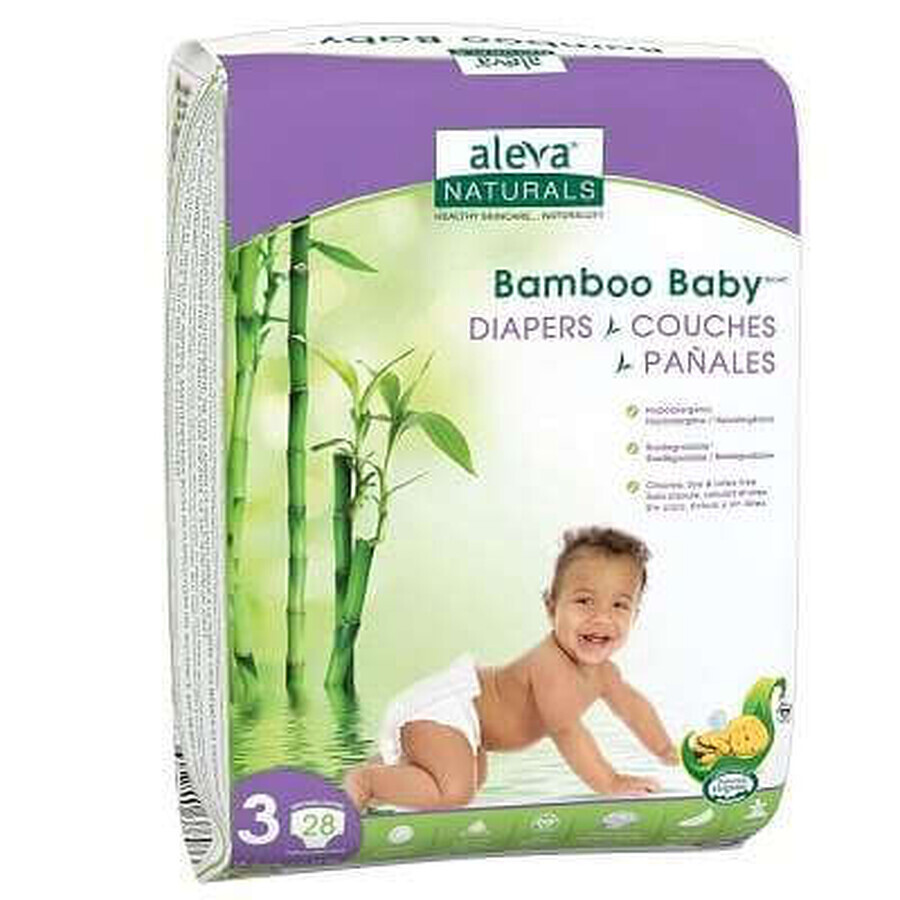 Couche Bambou Baby No. 3, 6- 11 Kg, 28 pièces, Aleva Naturals