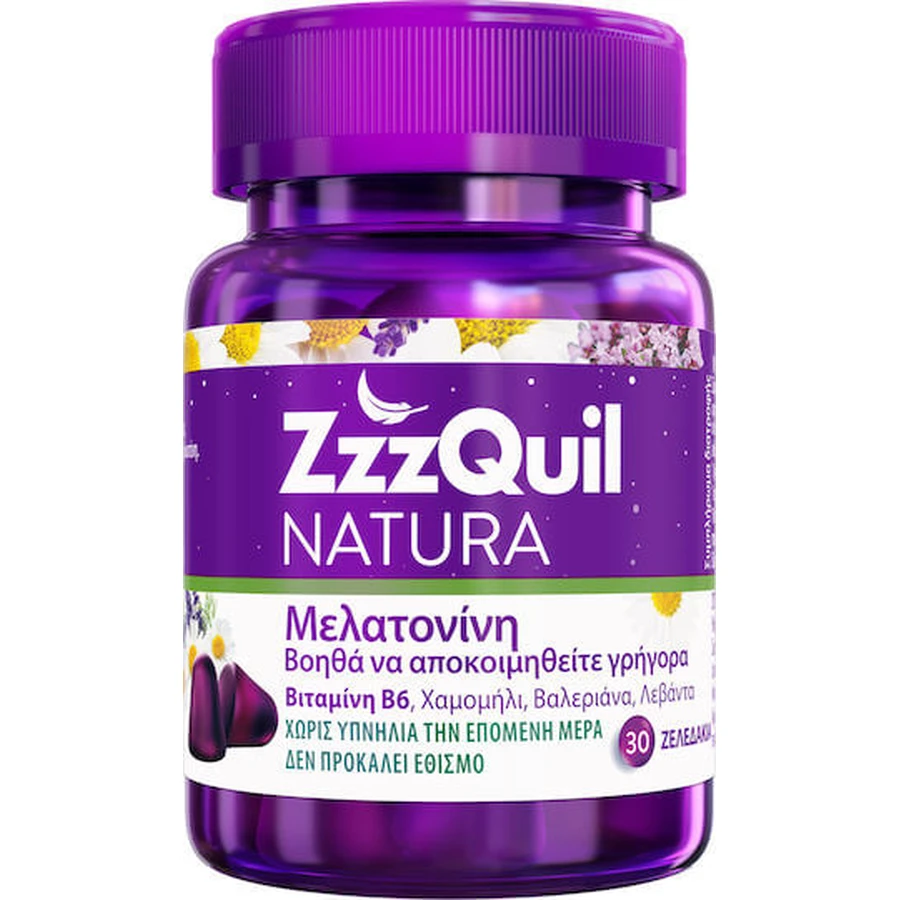 ZzzQuil Natura Melatonin Supliment pentru Somn 30 bomboane de jeleu Fructe de pădure