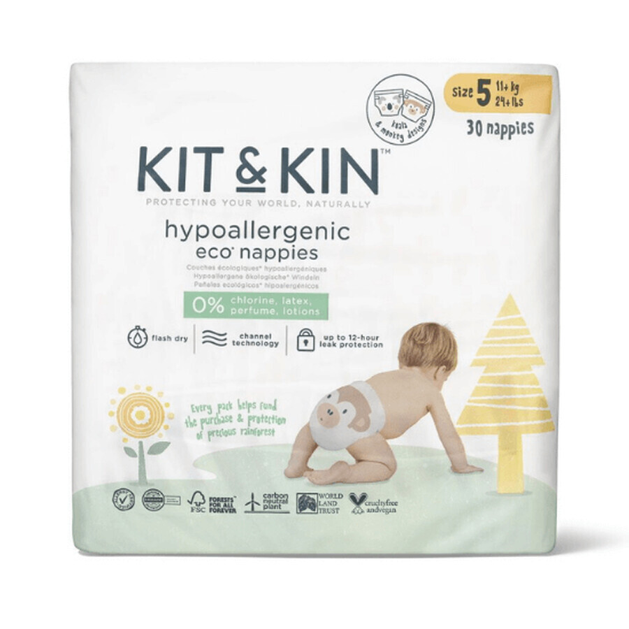 Hypoallergene Windeln Eco No. 5, +11 kg, 30 Stück, Kit&Kin